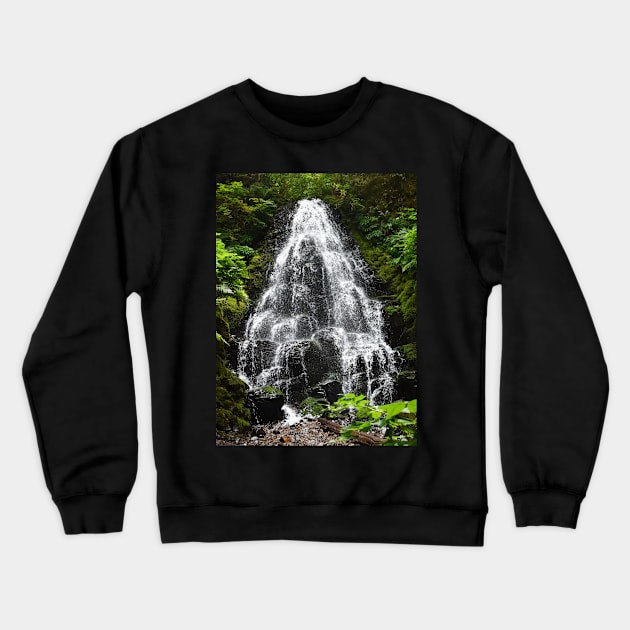 Fairy Falls on Wahkeena Trail Crewneck Sweatshirt by Steves-Pics